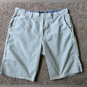 J Crew blue and white seersucker shorts. Size 33, 10.5” inseam. VGUC. Classic